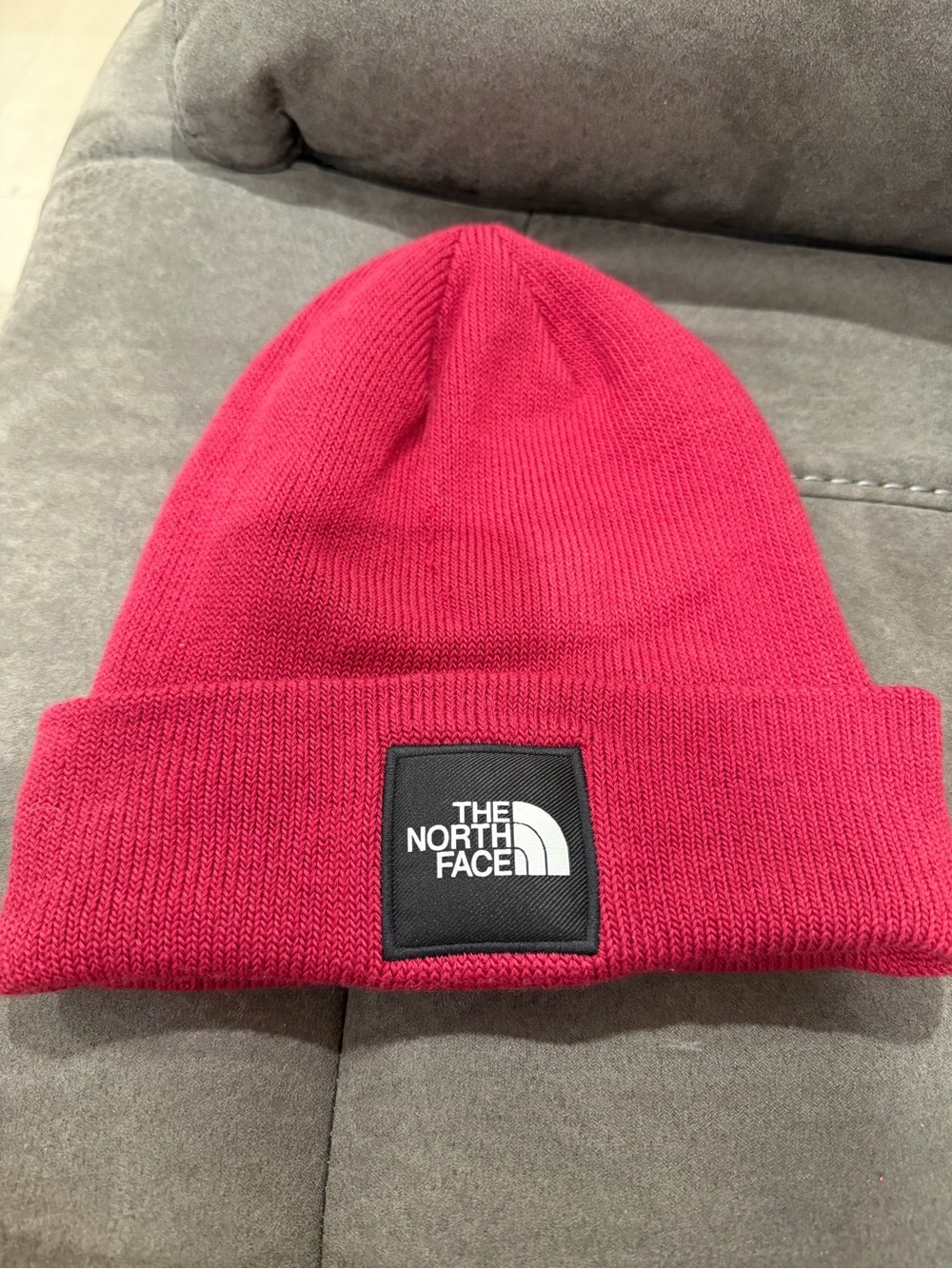adidas Red Knit Beanie Hat with Folded Cuff